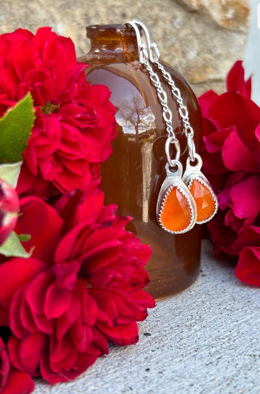 Faceted Carnelian Drop Earrings