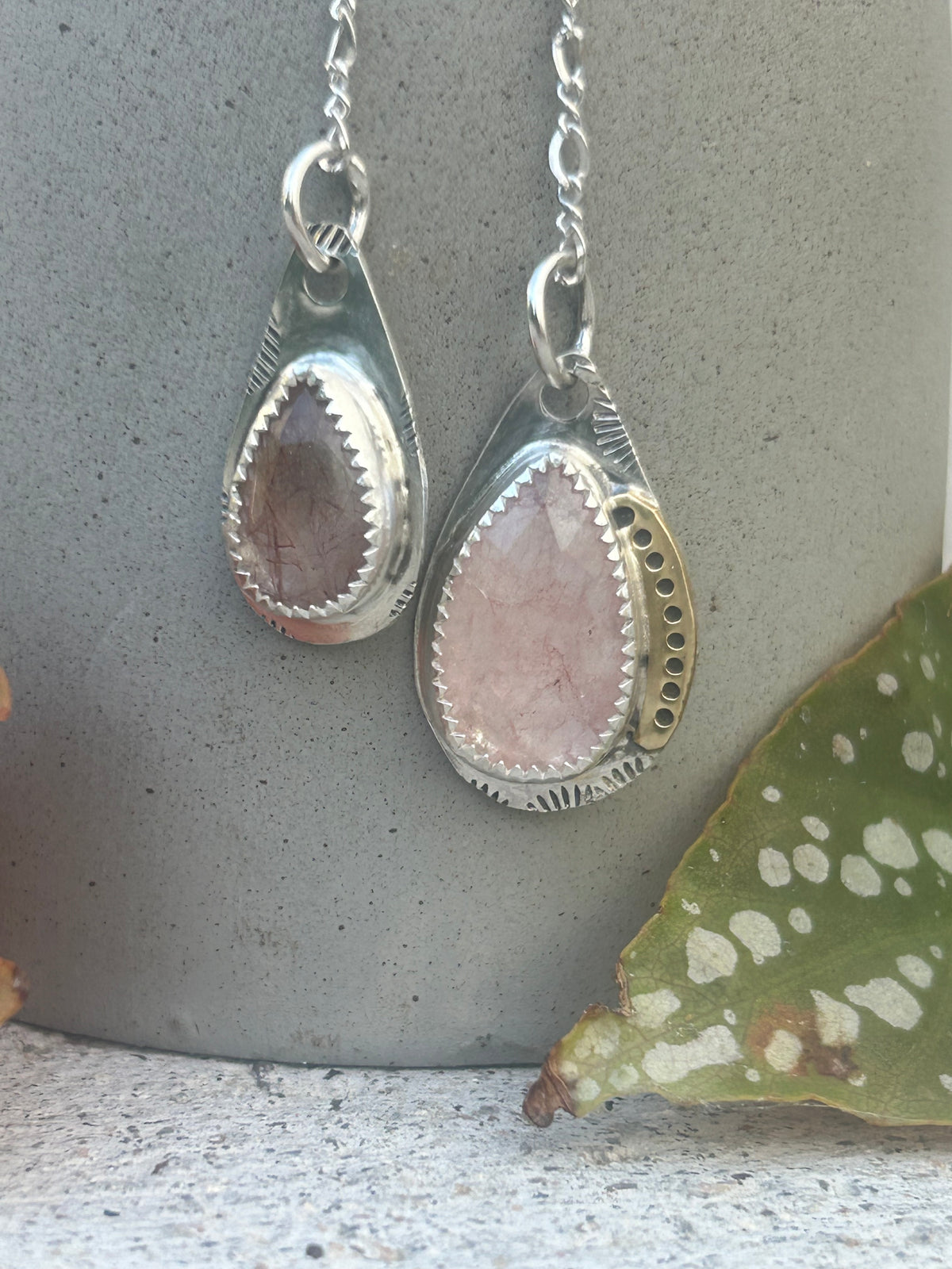 Pink Rutilated Quartz Earrings