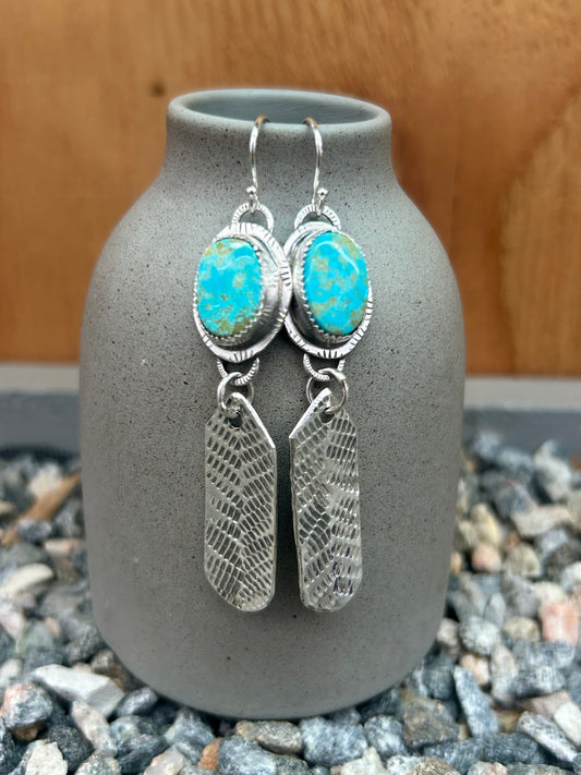 Turquoise & Feather Earrings