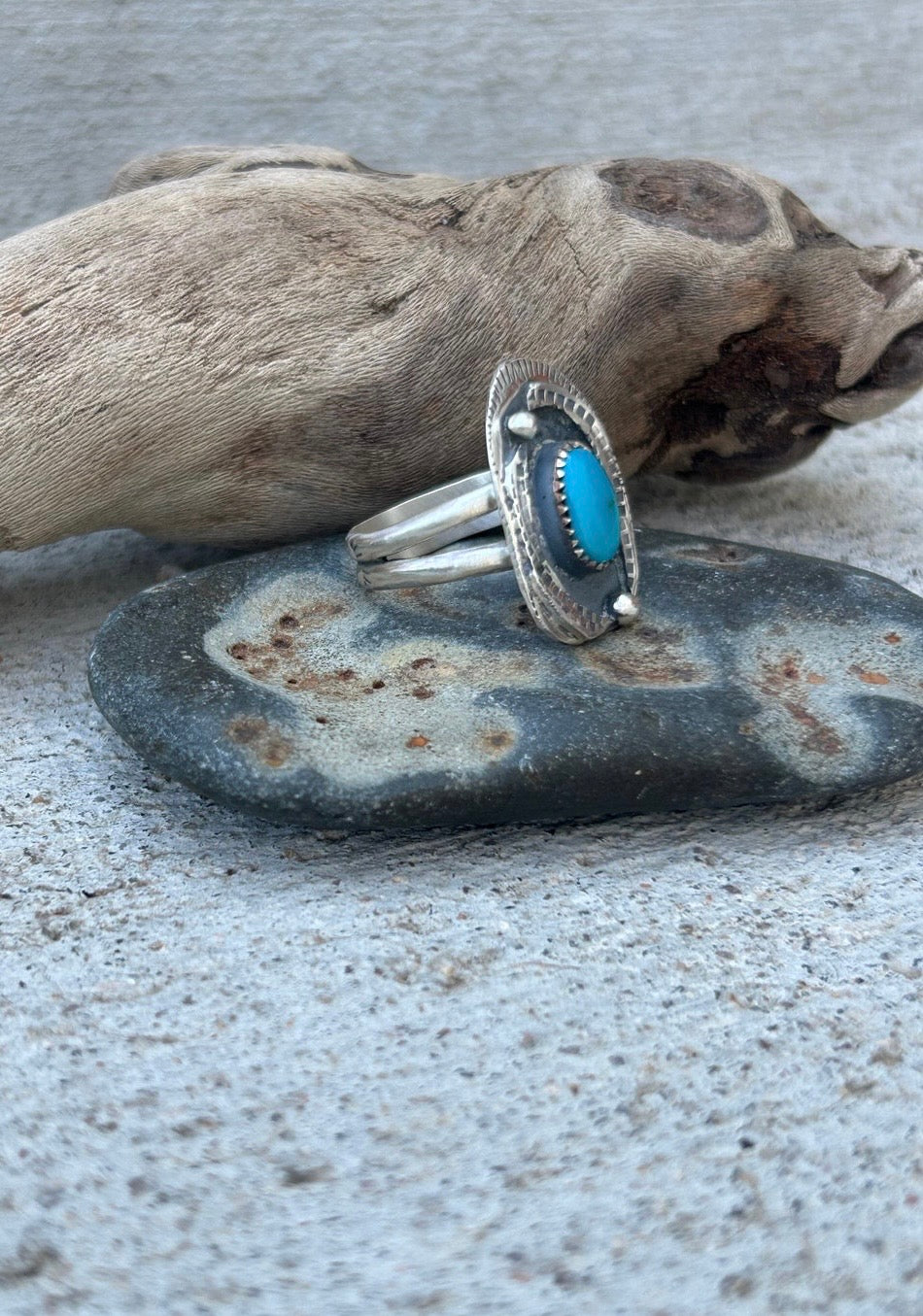 Blue Diamond Turquoise Shadowbox Ring