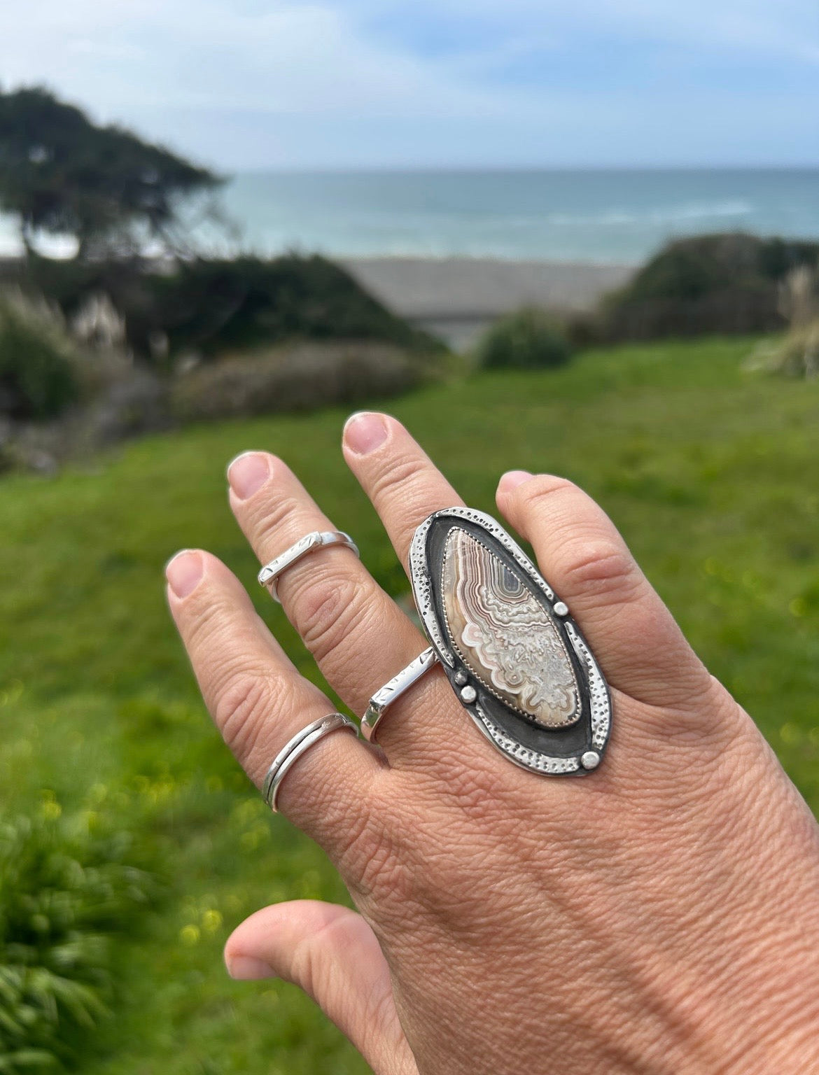 Mexican Crazy Lace Agate Shadowbox Ring