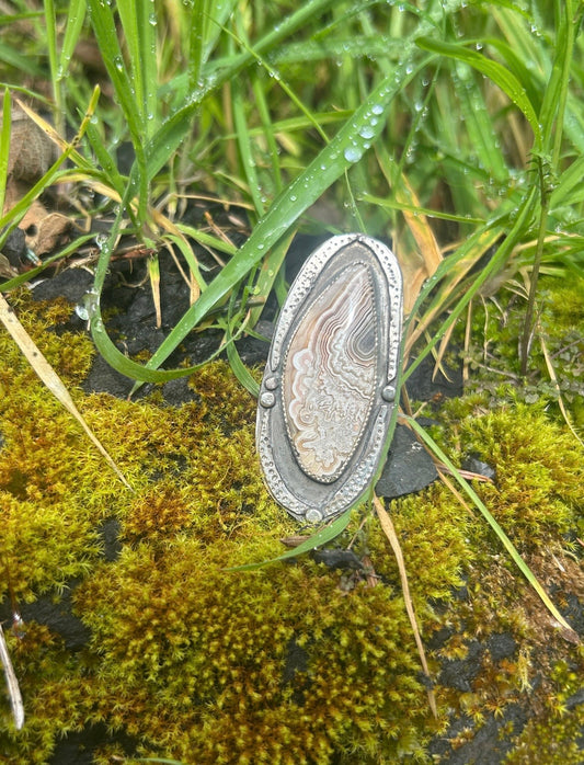 Mexican Crazy Lace Agate Shadowbox Ring