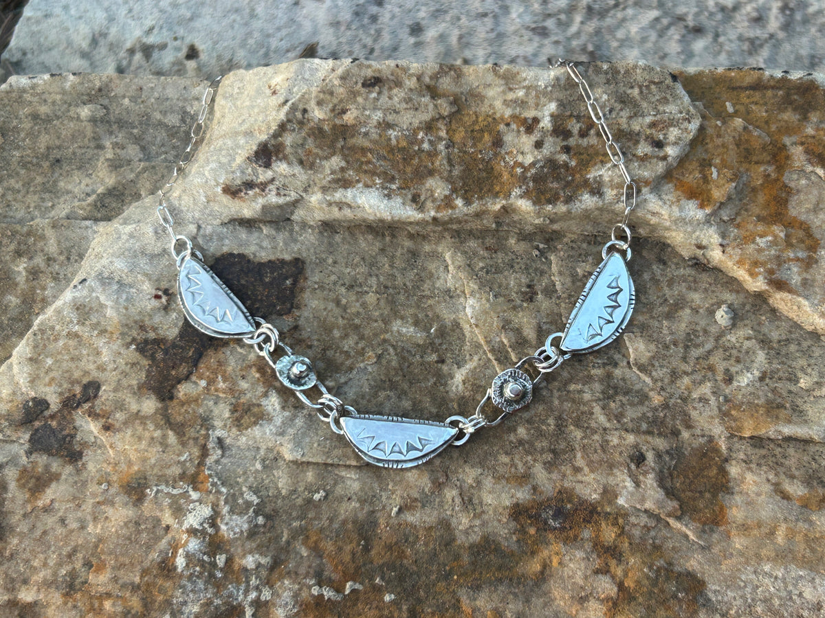 Sterling Silver Bib necklace, thin chain.