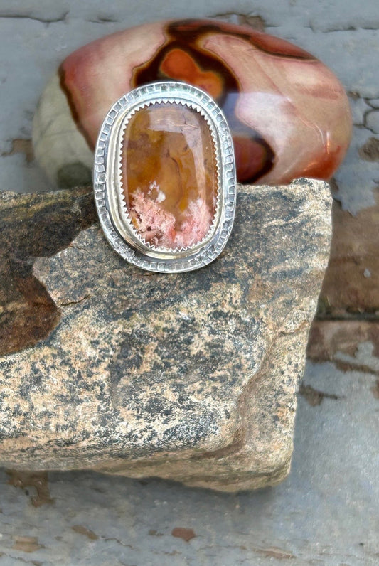 Graveyard Point Plume Agate Ring