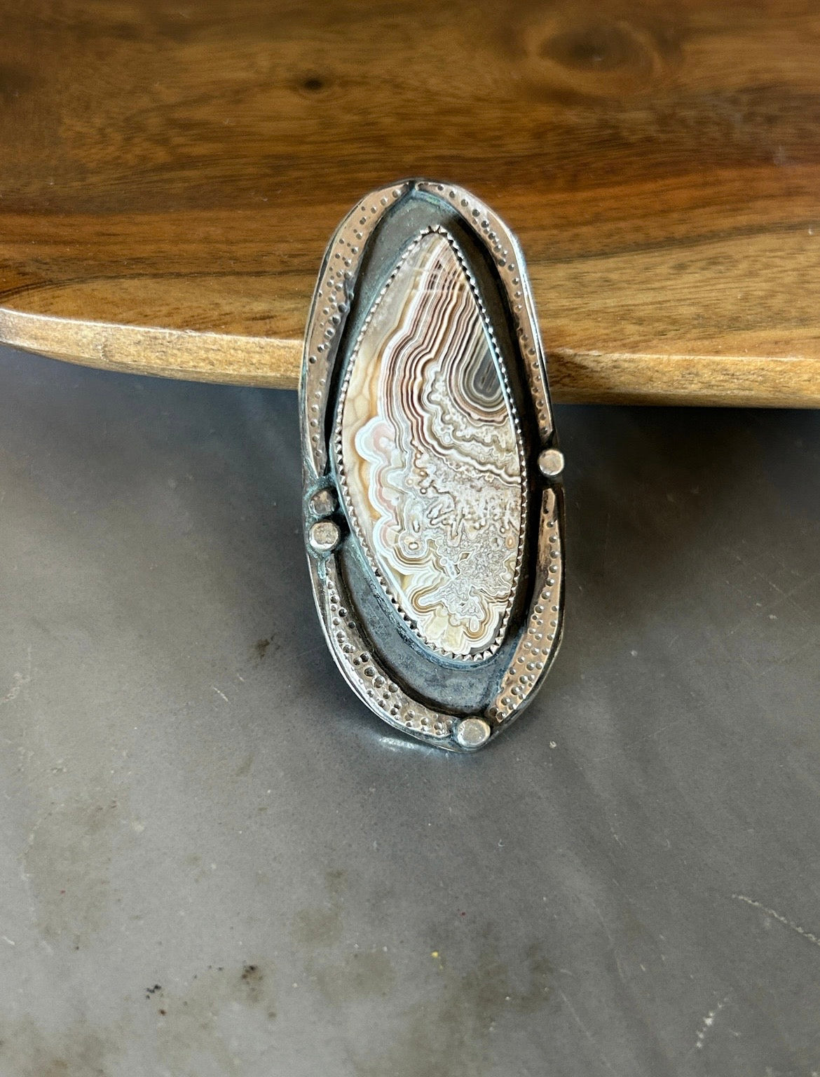 Mexican Crazy Lace Agate Shadowbox Ring