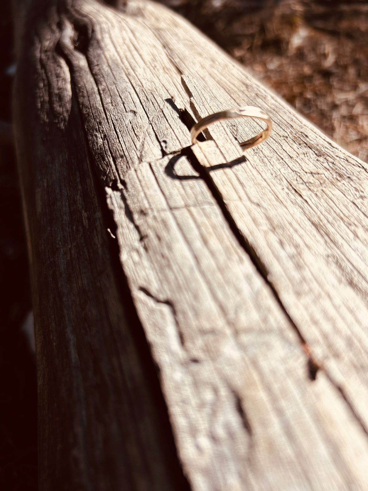Simple 14k gold hand hammered ring.
