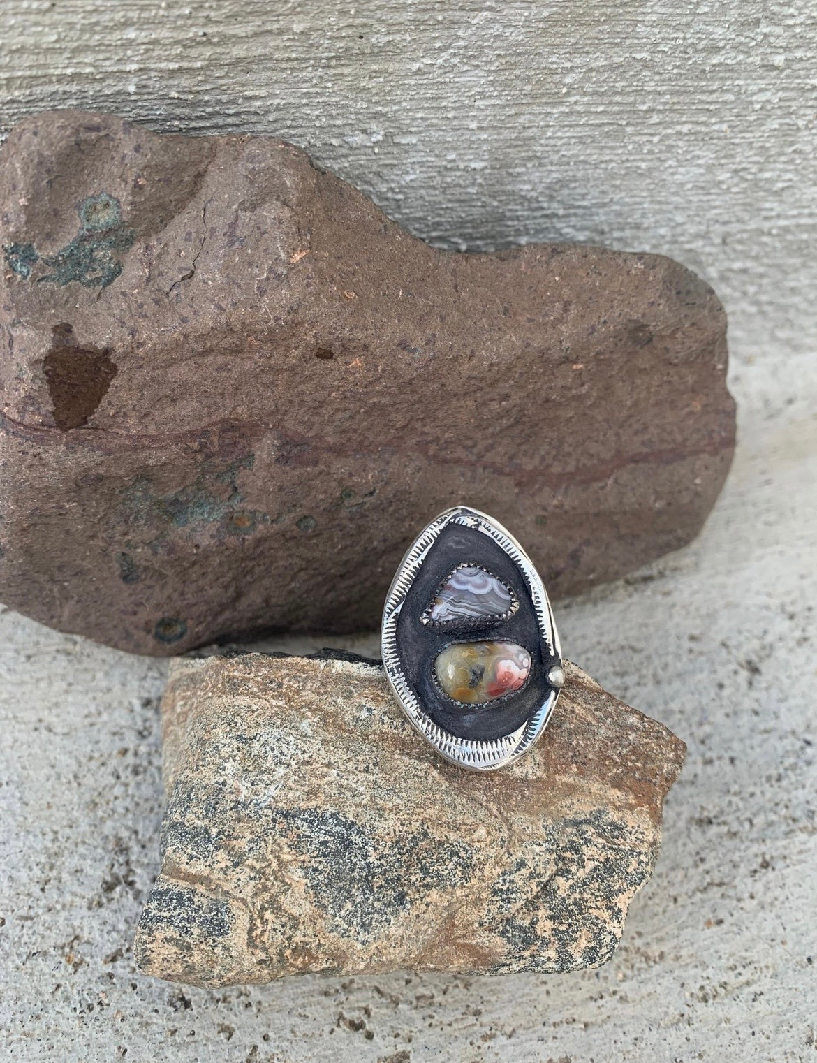 Double Agate Shadowbox Ring