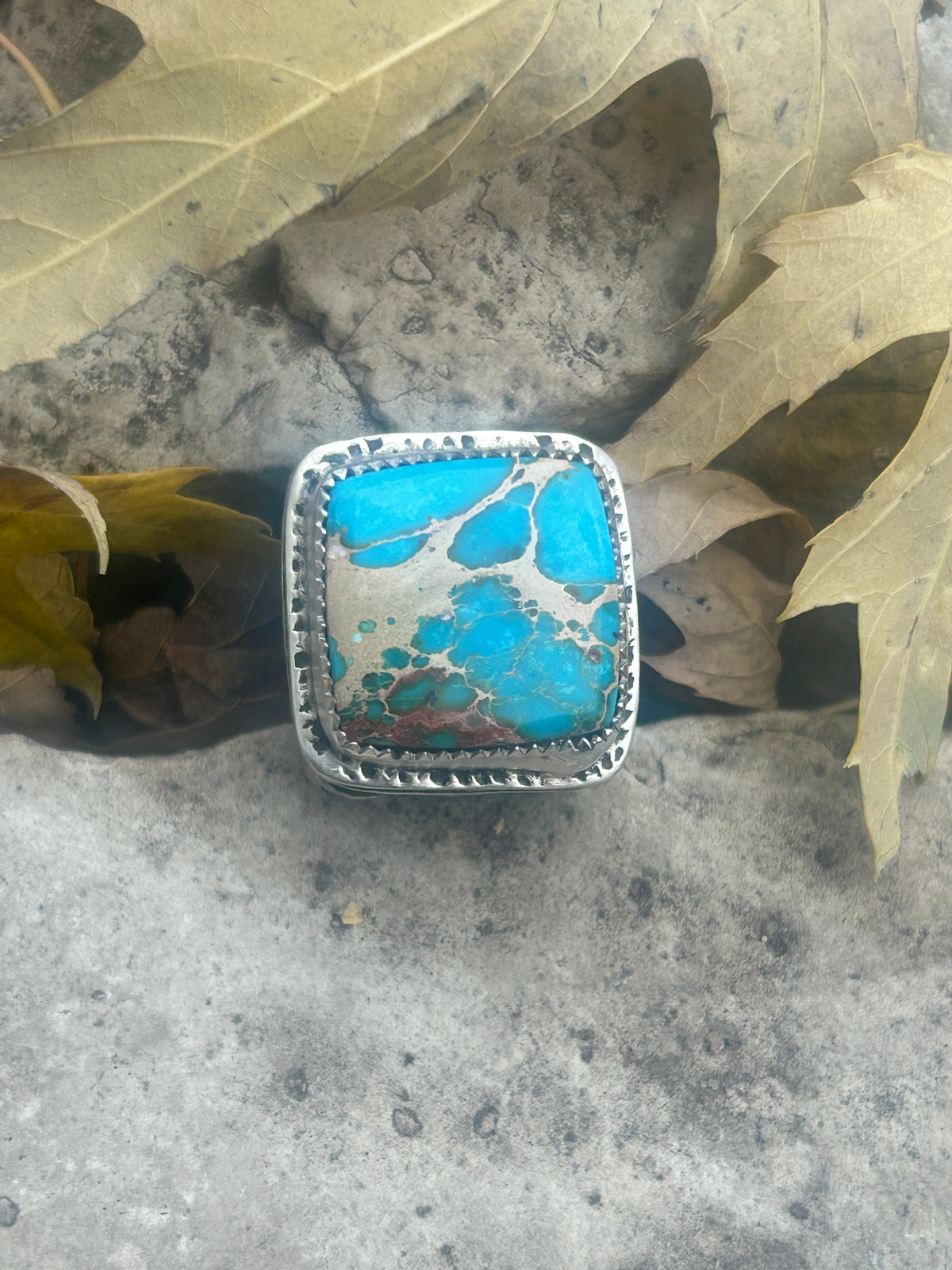 Small Sea Blue Imperial Jasper Ring