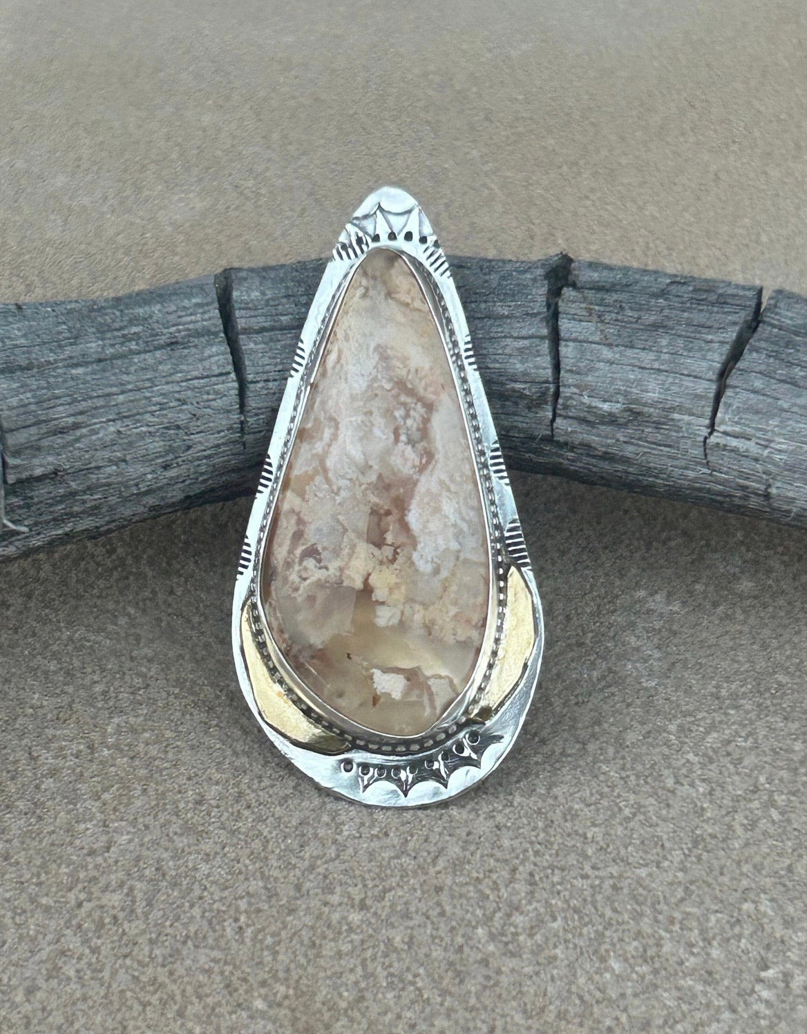 Graveyard Point Plume Agate Ring
