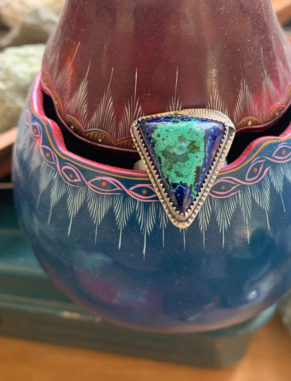 Azurite & Malachite Triangle Ring