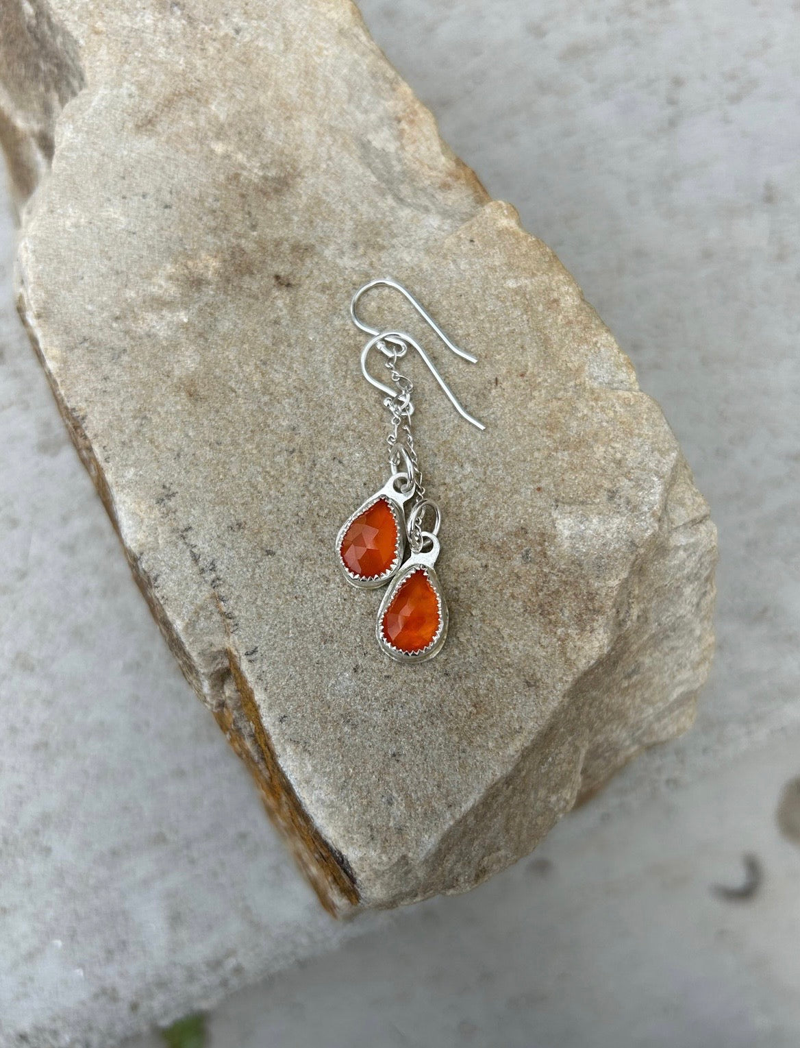 Faceted Carnelian Drop Earrings