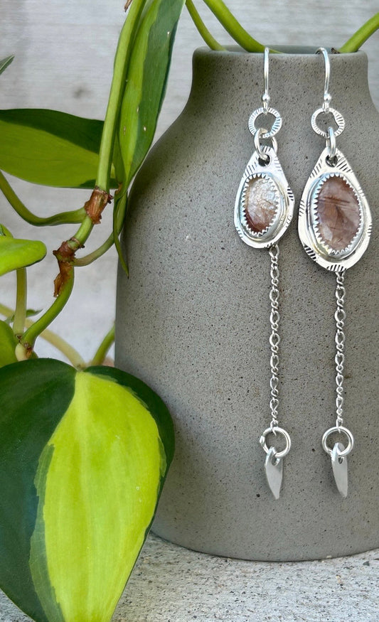 Pink Rutilated Quartz Earrings