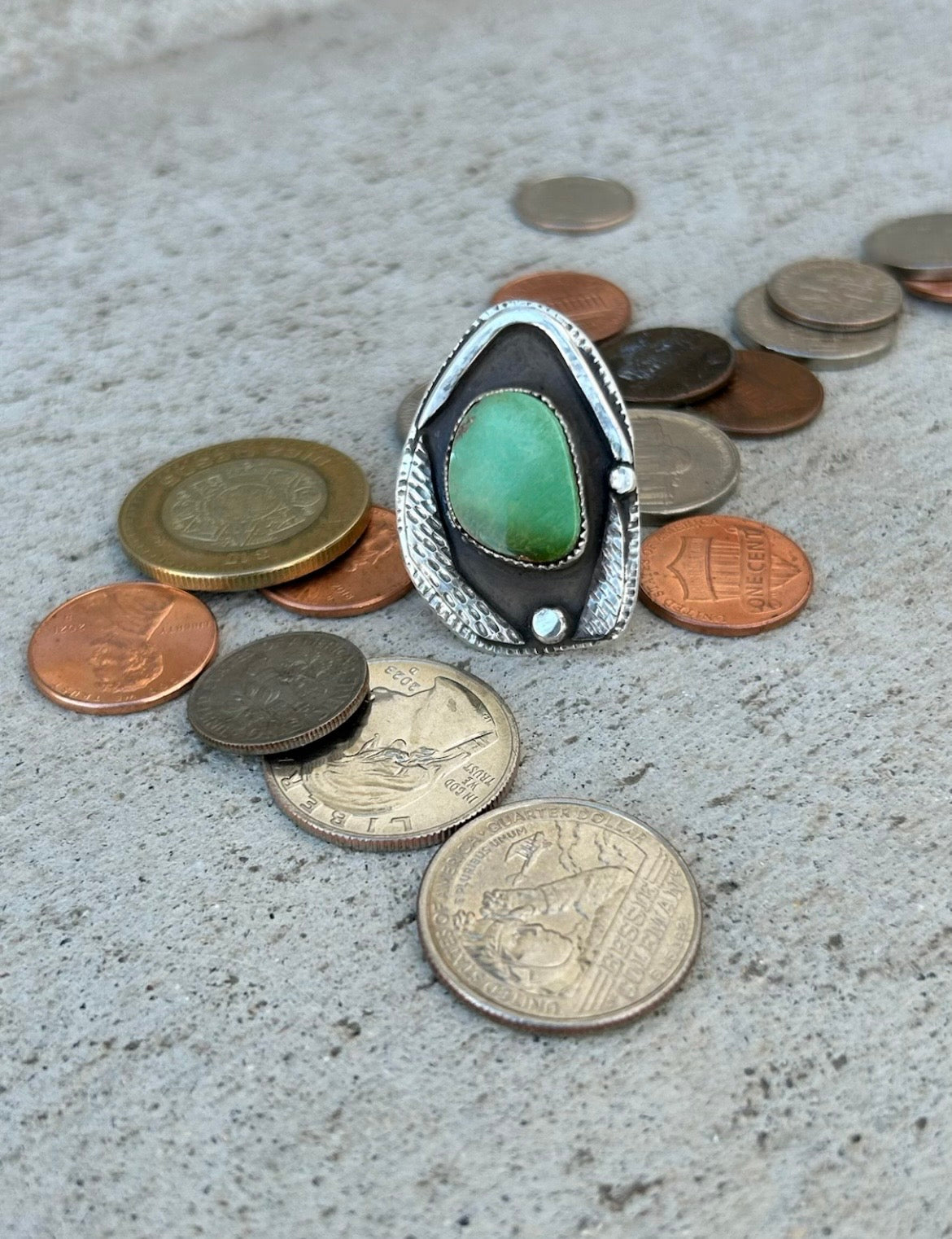 Natural Pilot Mountain Turquoise Shadowbox Ring