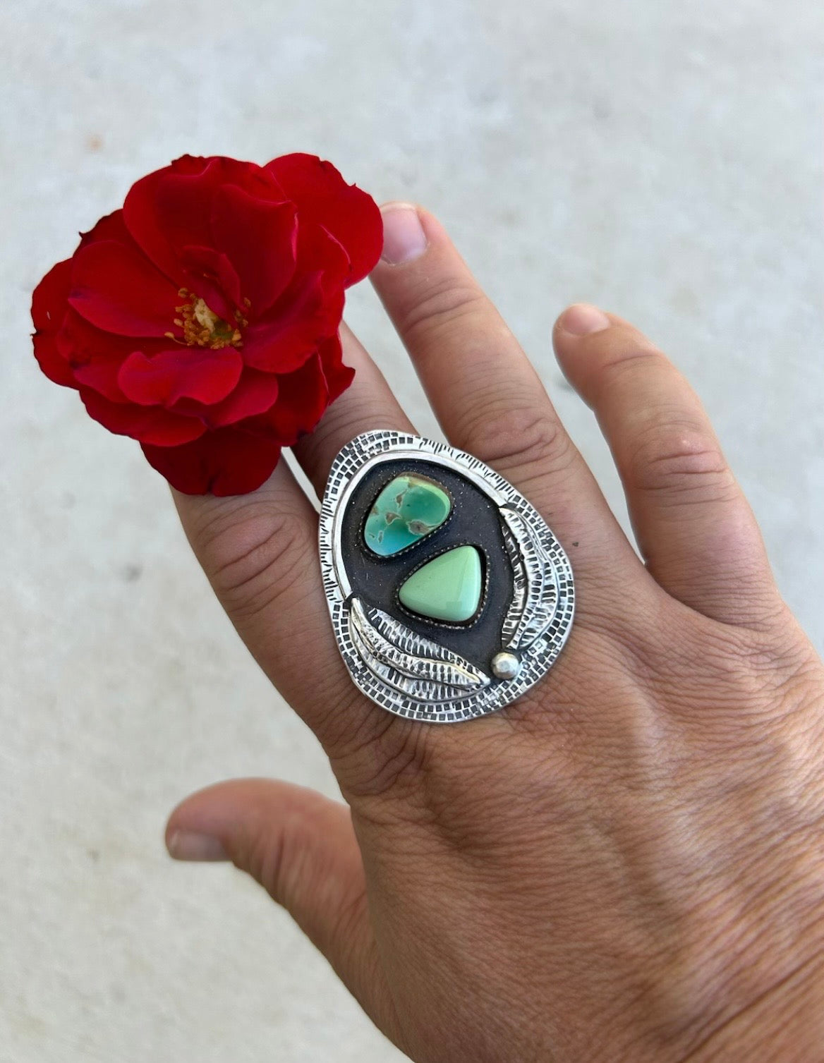 Lucin & Royston Double Turquoise Shadowbox Ring